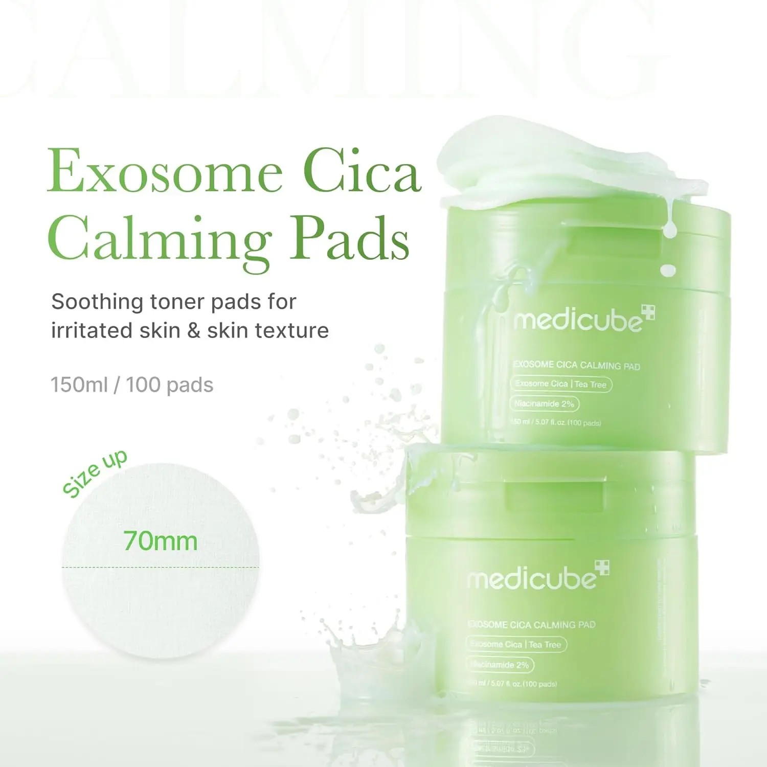 MEDICUBE Exosome CICA Tea Tree Calming Toner Pads
