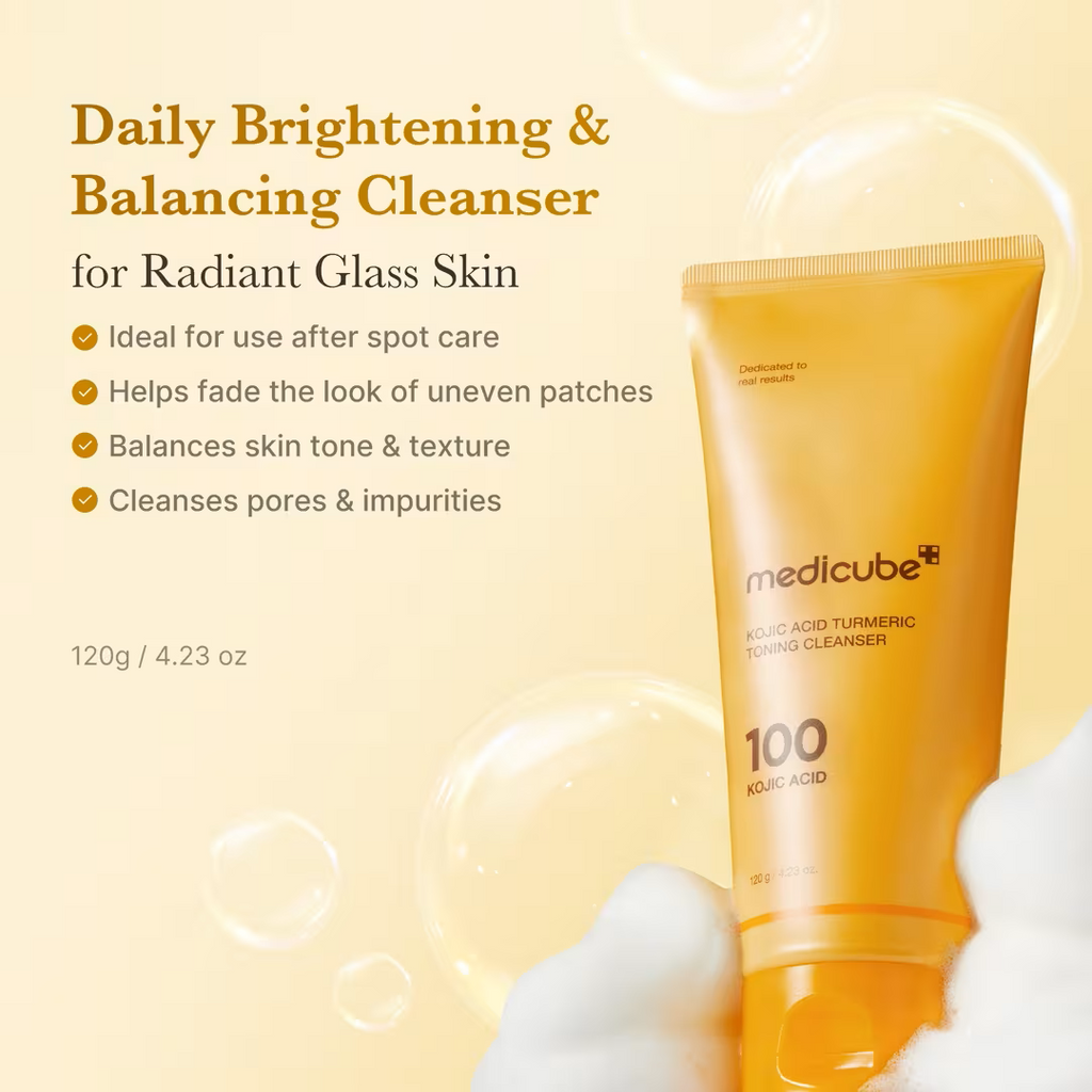 MEDICUBE Kojic Acid Turmeric Cleansing Foam (with Free Pore Brush)