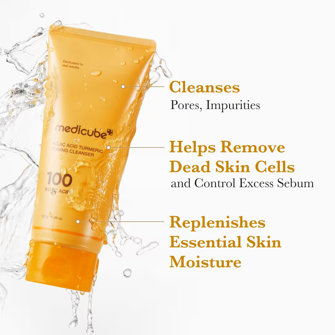 MEDICUBE Kojic Acid Turmeric Cleansing Foam (with Free Pore Brush)