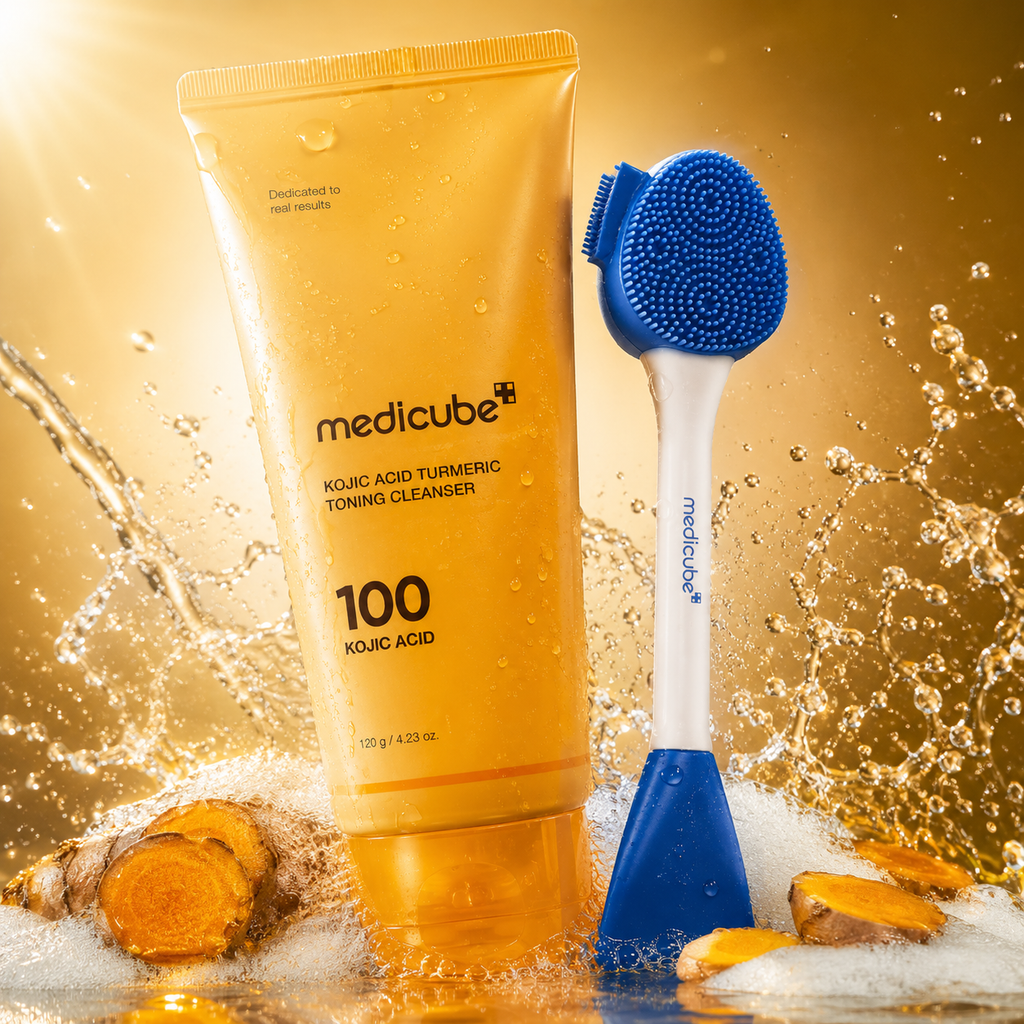 MEDICUBE Kojic Acid Turmeric Cleansing Foam (with Free Pore Brush)