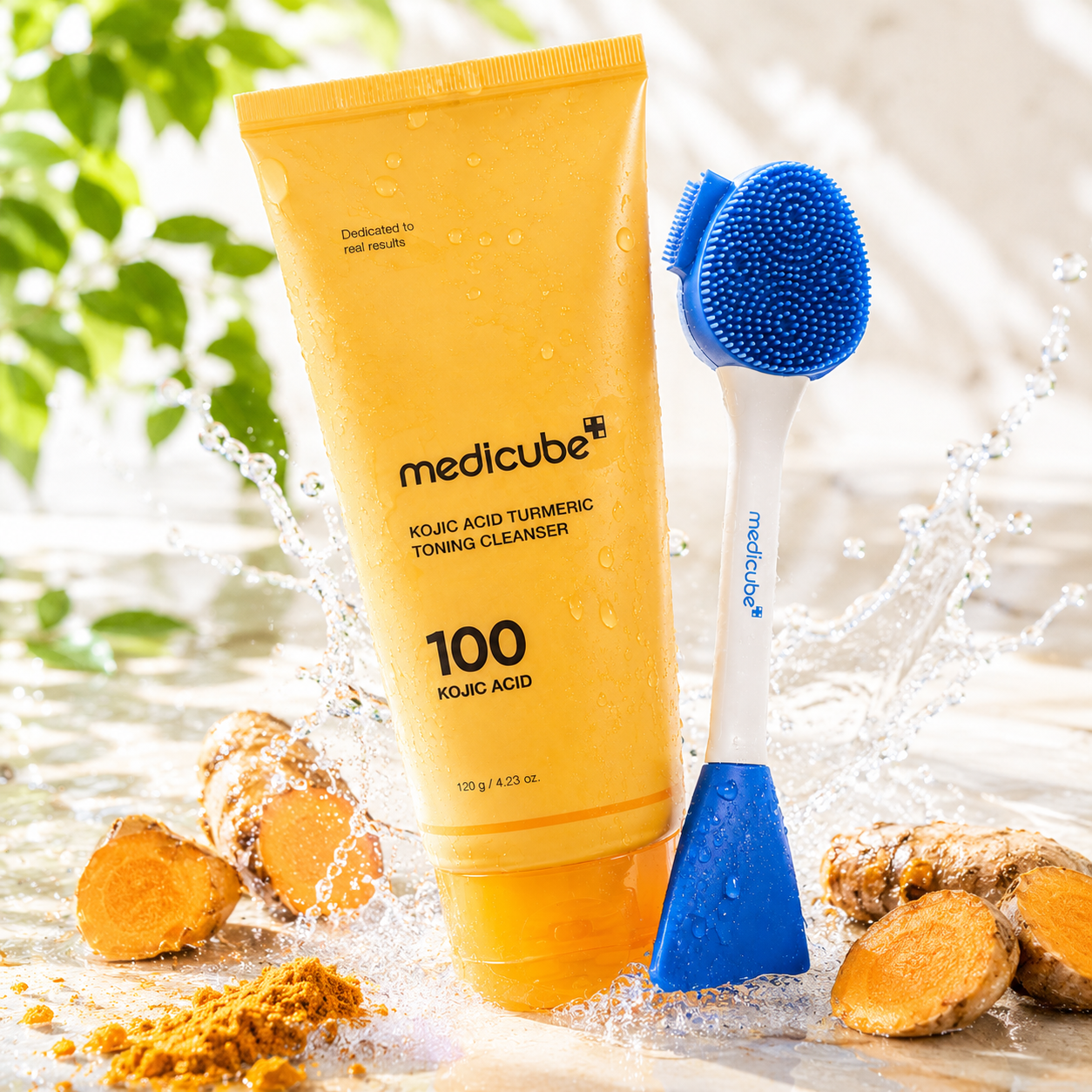 MEDICUBE Kojic Acid Turmeric Cleansing Foam (with Free Pore Brush)
