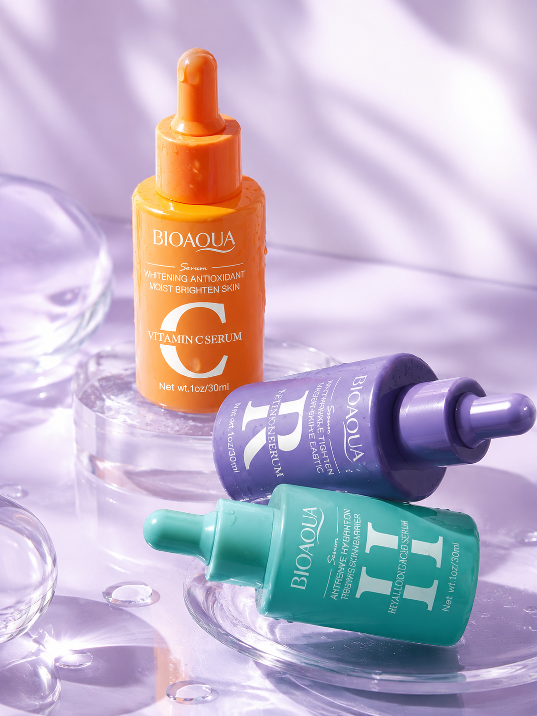BIOAQUA Revitalizing Serum Bundle - Retinol, Vitamin C, Hyaluronic Acid (30ml )