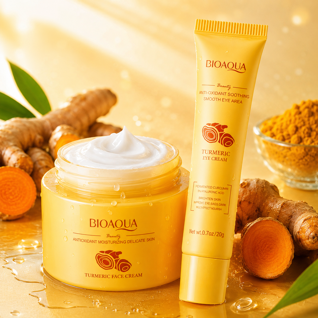 BIOAQUA Turmeric Antioxidant Anti-Aging Skin Duo (Face & Eye Cream)