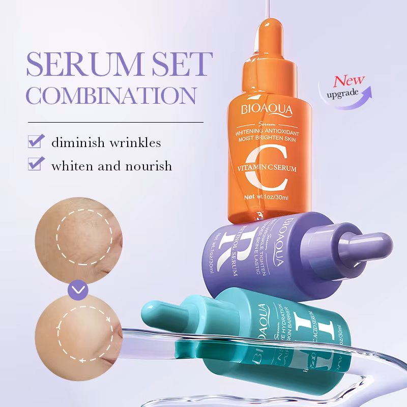 BIOAQUA Revitalizing Serum Bundle - Retinol, Vitamin C, Hyaluronic Acid (30ml )