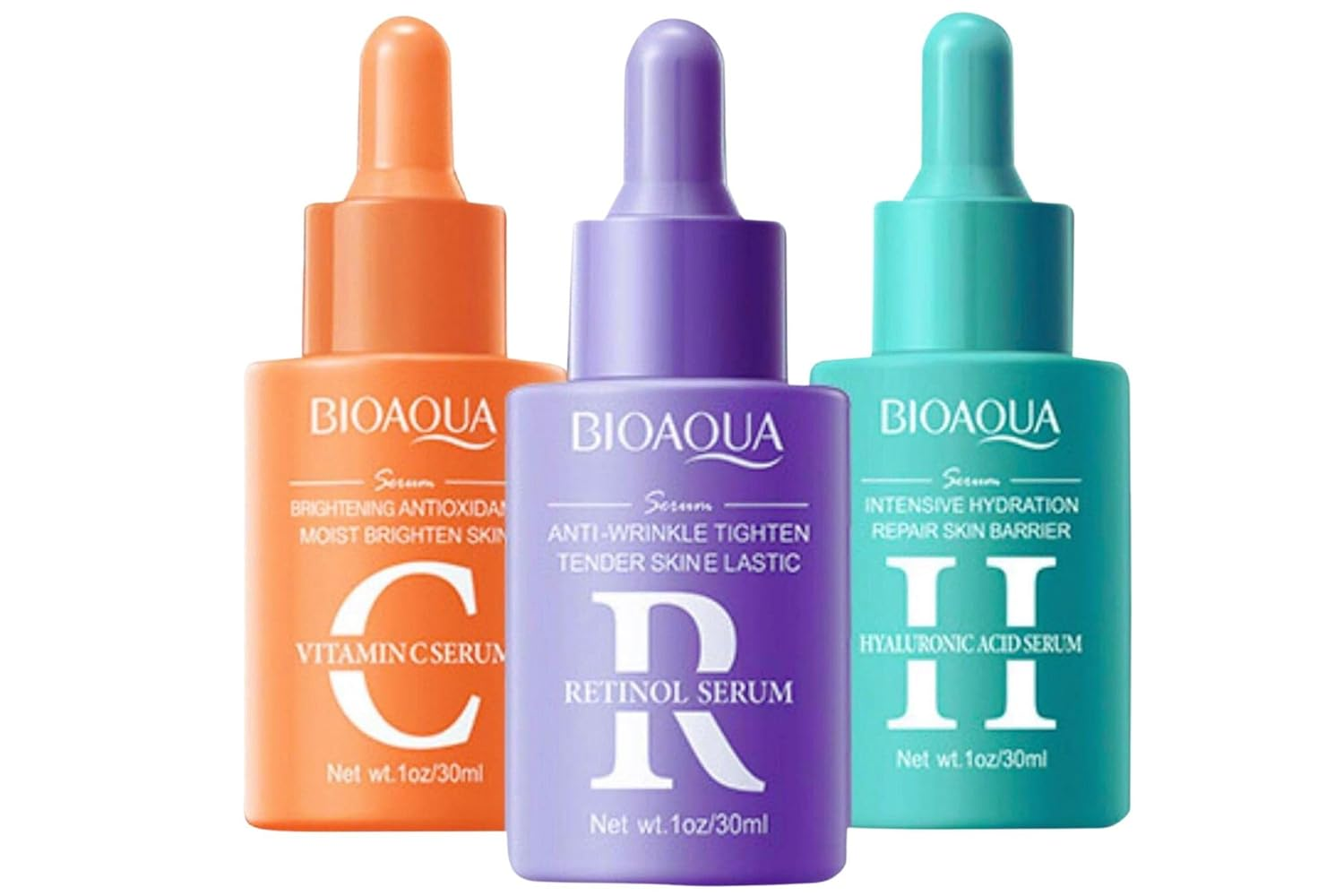 BIOAQUA Revitalizing Serum Bundle - Retinol, Vitamin C, Hyaluronic Acid (30ml )