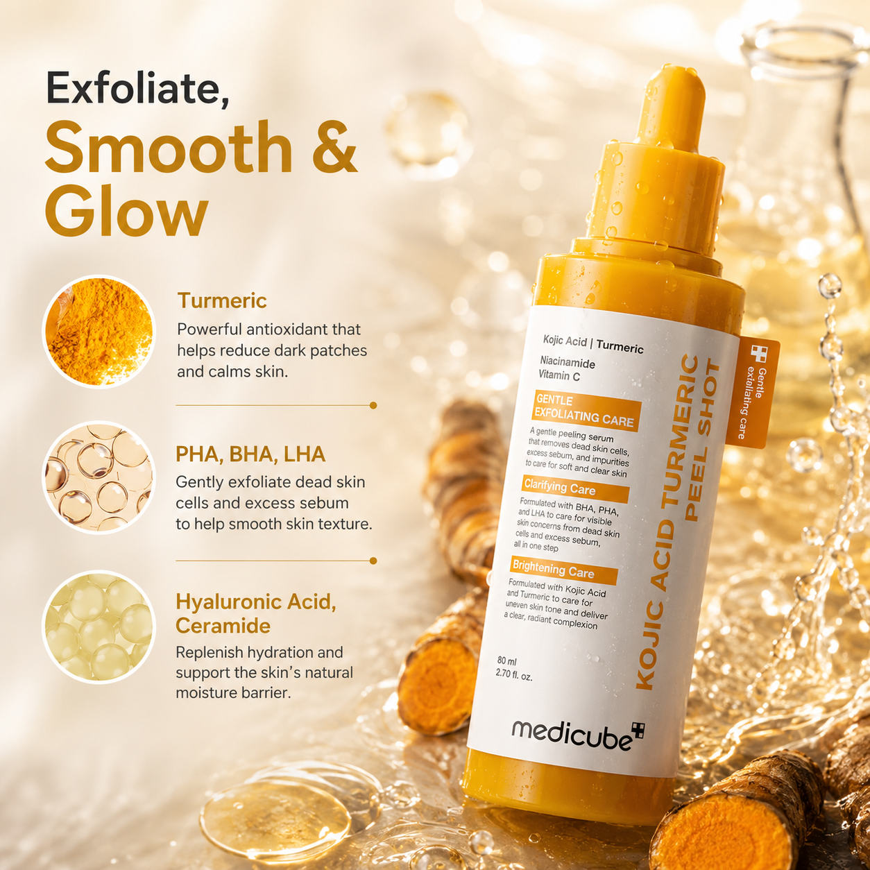 MEDICUBE Kojic Acid Turmeric Exfoliating Face Peel Shot