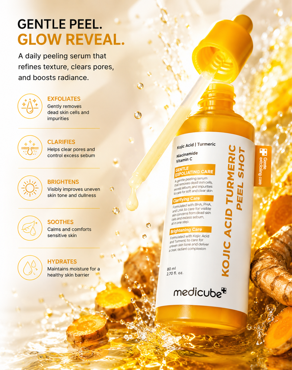 MEDICUBE Kojic Acid Turmeric Exfoliating Face Peel Shot